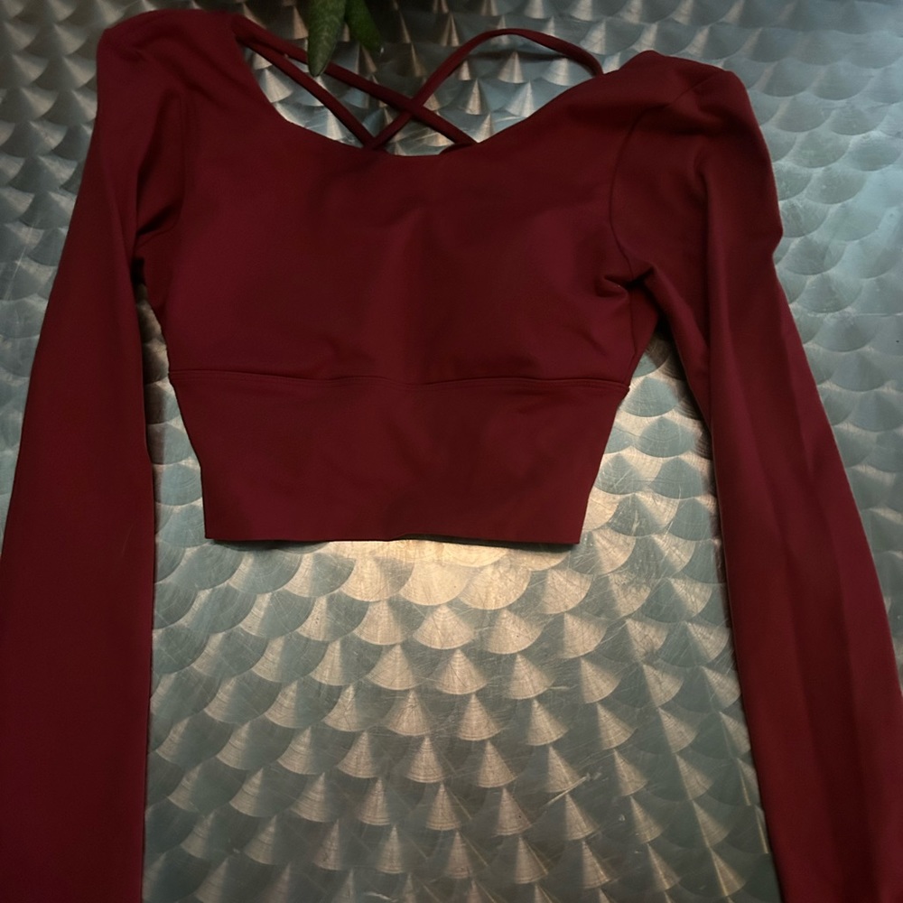 Red Athletic Top with Open Back - Picture 2 of 4